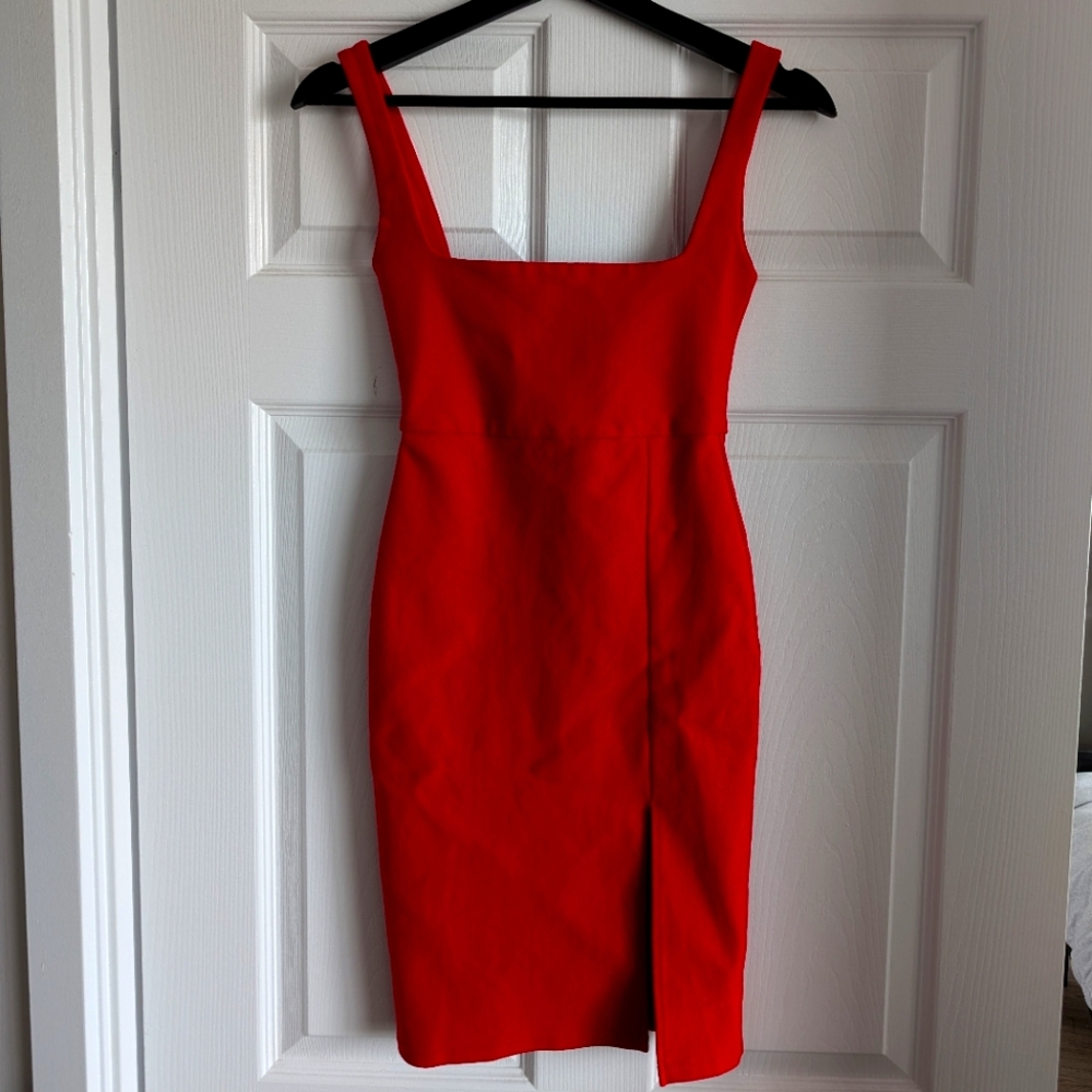 Red Bodycon Dress With Slit XS